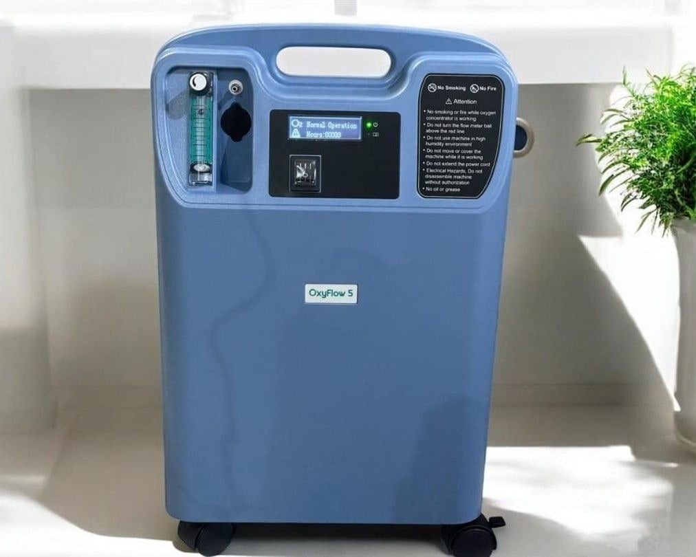 OxyFlow 5 oxygen concentrator in blue